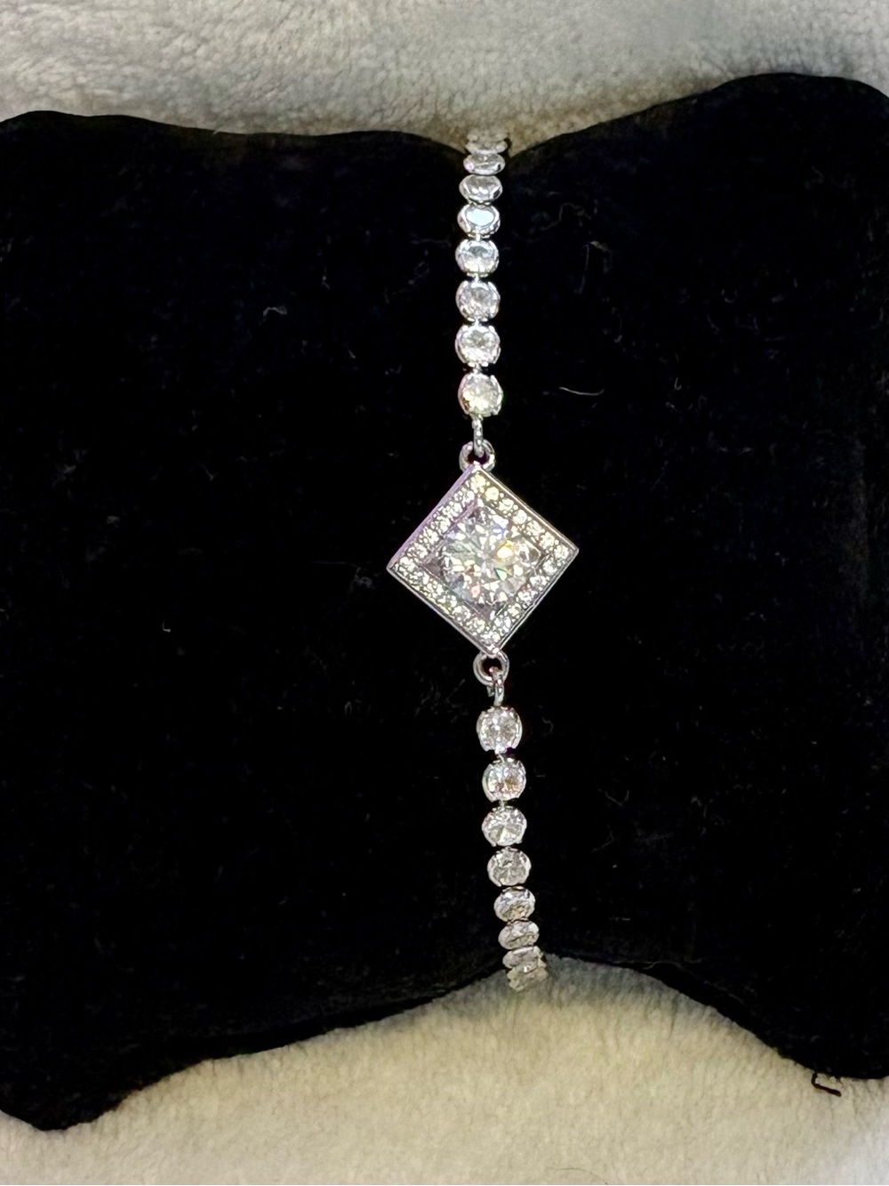 Moissanite 2 Carat Bracelet in Silver Stainless Steel